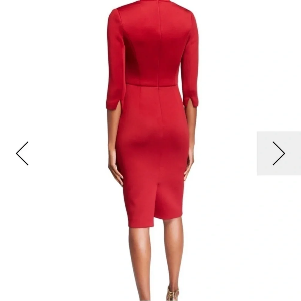 Badgley Mischka Scuba Dress Size 10 Deep Red Lined Workwear Professional - Picture 2 of 12
